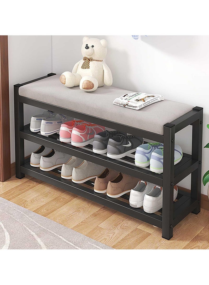 اكسيسن مقعد منظم حذاء مدخل من طابقين مع مقعد مبطن بوسادة للممر غرفة النوم، نهاية السرير - Image 1